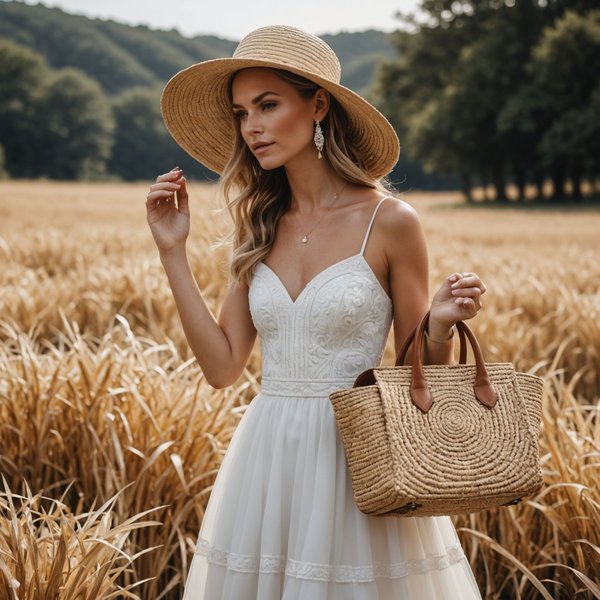 Comment harmoniser des sacs à main en paille avec une tenue de mariage en plein air?